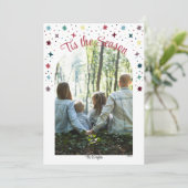 Kleurrijke 'Tis het seizoen Foto Plat Kerstkaart (Staand voorkant)