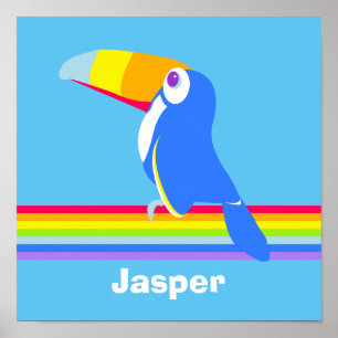 Kleurrijke toekan grafische kinderkamer kunst poster
