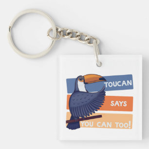 Kleurrijke Toekan Vogel met Positieve Boodschap Sleutelhanger