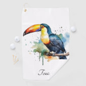 Kleurrijke toekan zitten, aanpasbaar golfhanddoek (Insitu)