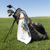 Kleurrijke toekan zitten, aanpasbaar golfhanddoek (Groen)