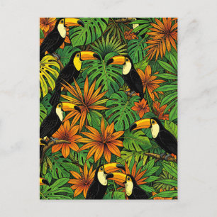 Kleurrijke Toekans Tropisch Jungleblad Hibiscus  Briefkaart