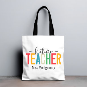 Kleurrijke toekomstige leraar cadeau tote bag