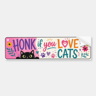 Kleurrijke toeter als je van katten houdt bumperst bumpersticker