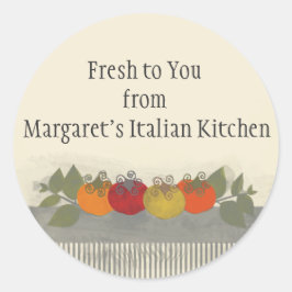 Kleurrijke tomaten basilicum cadeau labels voedsel