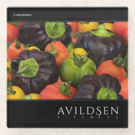 Kleurrijke tomaten en Paarse Bell Pepper Medley Glazen Onderzetter