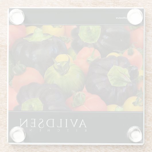 Kleurrijke tomaten en Paarse Bell Pepper Medley Glazen Onderzetter (Achterkant)