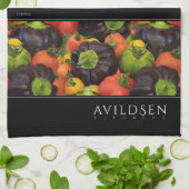 Kleurrijke tomaten en Paarse Bell Pepper Medley Theedoek (Gevouwen)