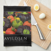 Kleurrijke tomaten en Paarse Bell Pepper Medley Theedoek (Quarter Fold)