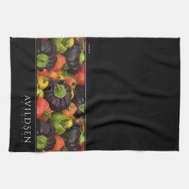 Kleurrijke tomaten en Paarse Bell Pepper Medley Theedoek