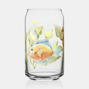 Kleurrijke Topical Fish and Seahorse Blikvorm Glas