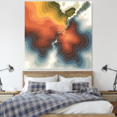 Kleurrijke Topografische Kaart Print (Insitu (Slaapkamer))