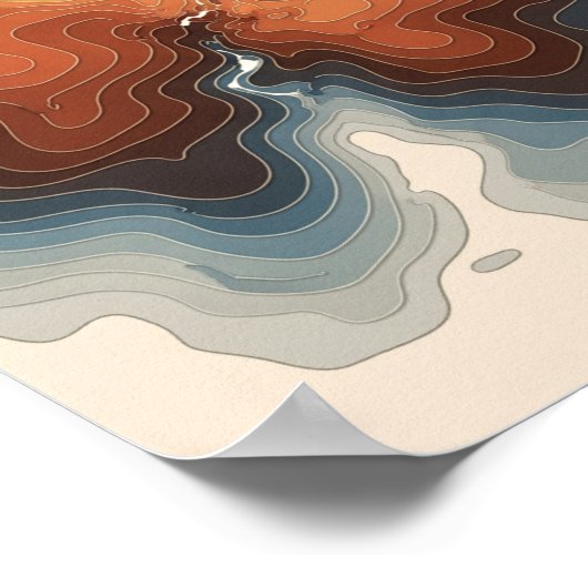 Kleurrijke Topografische Kaart Print (Hoek)