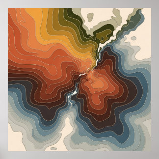 Kleurrijke Topografische Kaart Print