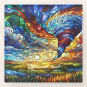 Kleurrijke Tornado Glas in lood Art Glazen Onderzetter (Voorkant)