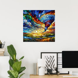 Kleurrijke Tornado Glas in lood Art Poster