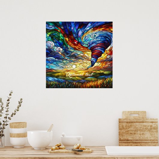 Kleurrijke Tornado Glas in lood Art Poster (Keuken)