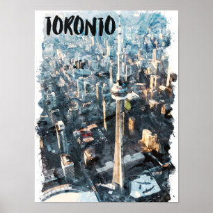 Kleurrijke Toronto Canada City Silhouet Poster