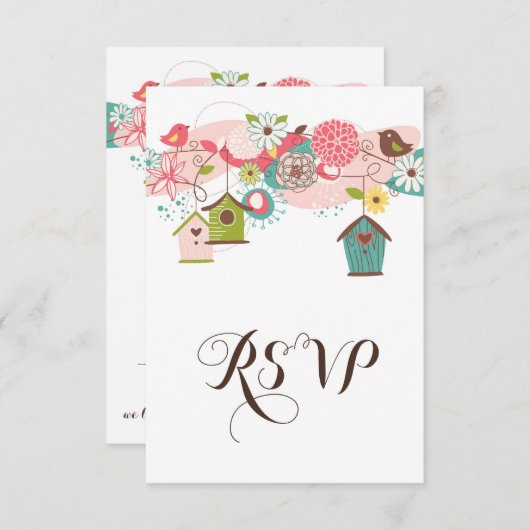 Kleurrijke Tortelduifjes en vogelhuizen RSVP Uitno (Voorkant / Achterkant)