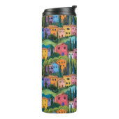 Kleurrijke Toscaanse huizen patroon Thermosbeker (Gedraaid links)
