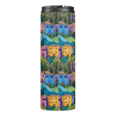 Kleurrijke Toscaanse huizen patroon Thermosbeker (Achterkant)