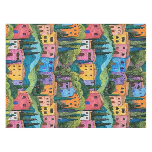 Kleurrijke Toscaanse huizen Tafelkleed (Voorkant (Horizontaal))