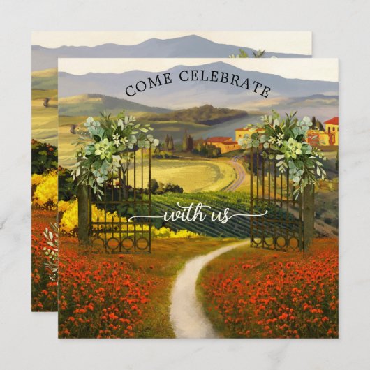 Kleurrijke Toscaanse uitnodiging tot het uitzenden (Voorkant / Achterkant)