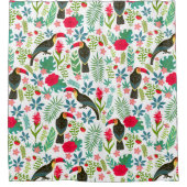 Kleurrijke Toscaanse vogels en tropische bloemen p Douchegordijn (Voorkant)