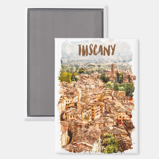 Kleurrijke Toscane Italië Waterverf Uitzicht Magneet (Voorkant / Achterkant)