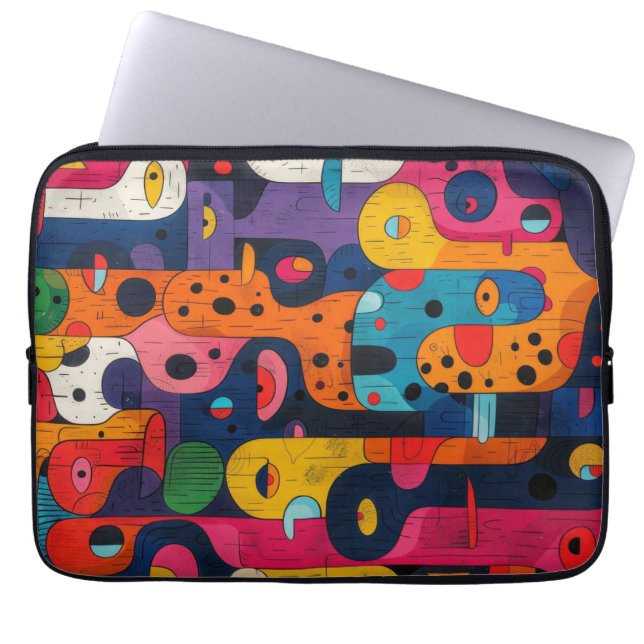 Kleurrijke Totems badmat Laptop Sleeve (Voorkant)