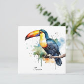 Kleurrijke toucan, aanpasbaar feestdagenkaart (Staand voorkant)