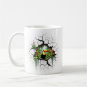 Kleurrijke Toucan Kijkend Door Wandportaal Koffiemok (Links)