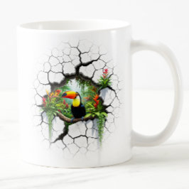 Kleurrijke Toucan Kijkend Door Wandportaal Koffiemok