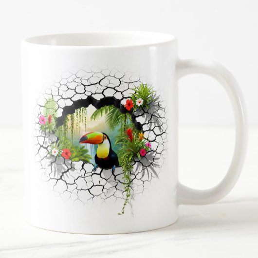 Kleurrijke Toucan Kijkend Door Wandportaal Koffiemok