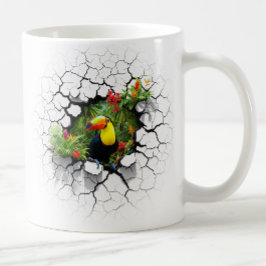 Kleurrijke Toucan Kijkend Door Wandportaal Koffiemok