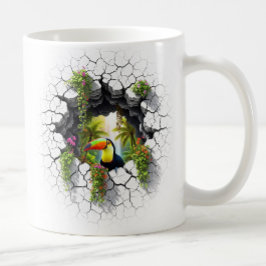 Kleurrijke Toucan Kijkend Door Wandportaal Koffiemok