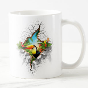 Kleurrijke Toucan Kijkend Door Wandportaal Koffiemok