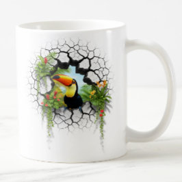 Kleurrijke Toucan Kijkend Door Wandportaal Koffiemok