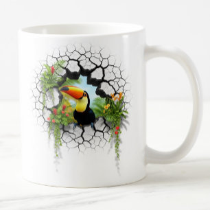 Kleurrijke Toucan Kijkend Door Wandportaal Koffiemok