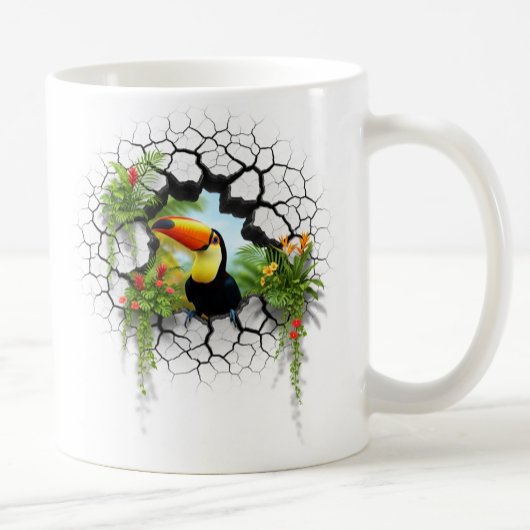 Kleurrijke Toucan Kijkend Door Wandportaal Koffiemok