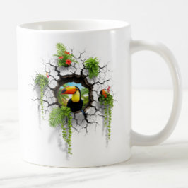 Kleurrijke Toucan Kijkend Door Wandportaal Koffiemok