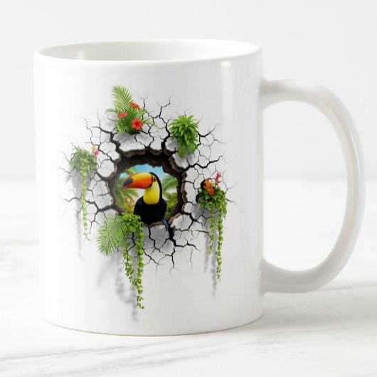 Kleurrijke Toucan Kijkend Door Wandportaal Koffiemok