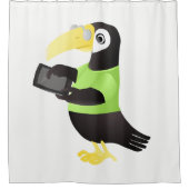 Kleurrijke Toucan-projectielen in groen rood geel Douchegordijn (Voorkant)