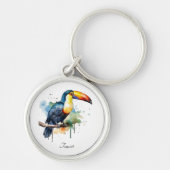 Kleurrijke Toucan zitten, aanpasbaar Sleutelhanger (Voorkant)