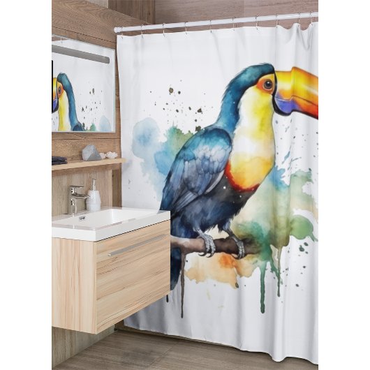 kleurrijke touroperator die op een tak zit douchegordijn