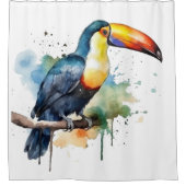 kleurrijke touroperator die op een tak zit douchegordijn (Voorkant)