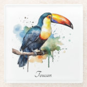 kleurrijke touroperator die op een tak zit glazen onderzetter (Voorkant)