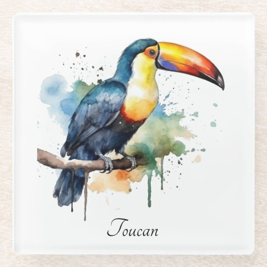 kleurrijke touroperator die op een tak zit glazen onderzetter (Voorkant)