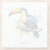 kleurrijke touroperator die op een tak zit glazen onderzetter (Achterkant)