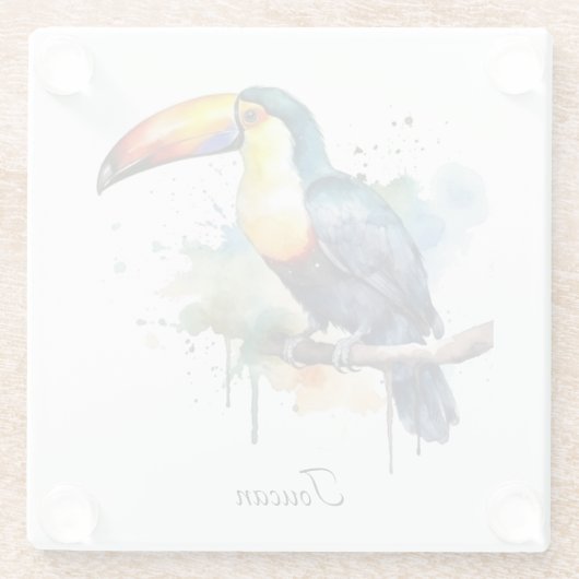 kleurrijke touroperator die op een tak zit glazen onderzetter (Achterkant)